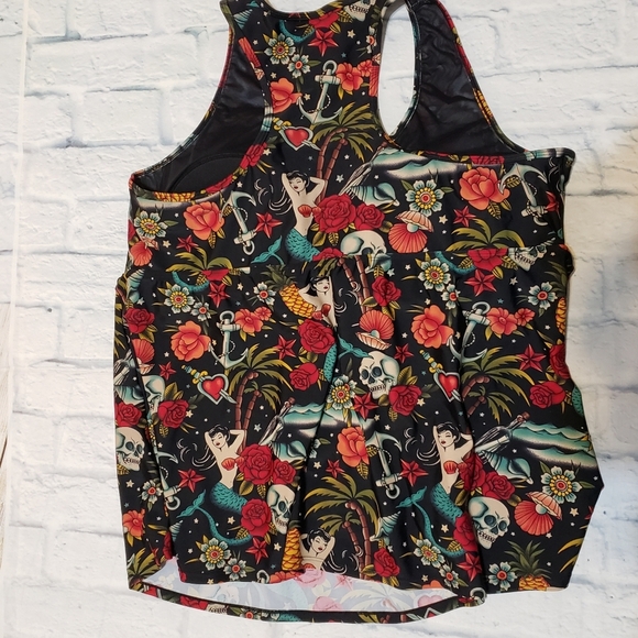 TORRID BLACK TATTOO PRINT RACERBACK TANKINI Size 4 - Picture 3 of 7